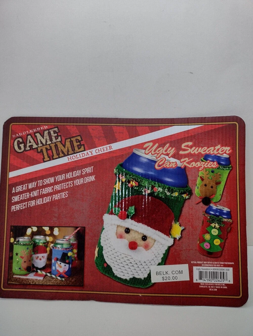 Game Time Red Green Blue Ugly Sweater Can Covers Holiday Set